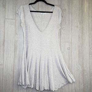 Kimchi Blue Womens Fit Flare Gray Ribbed Tunic